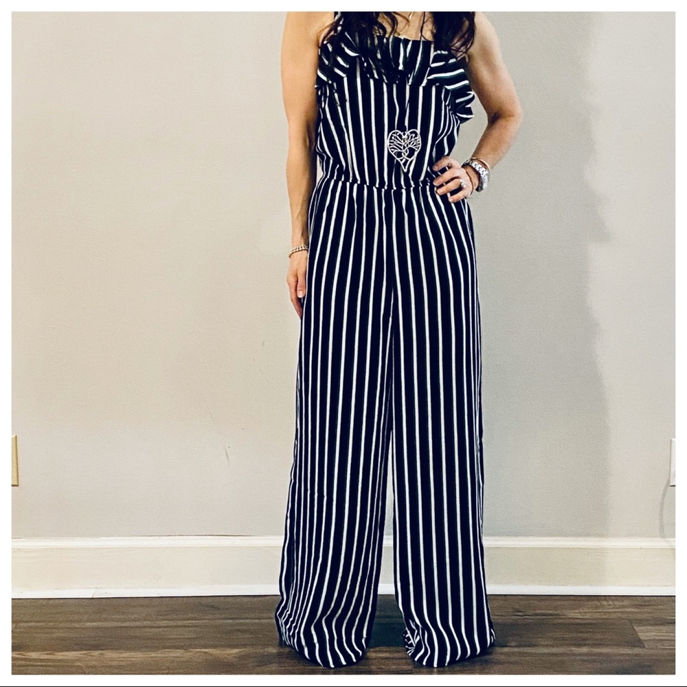 WIDE LEG TANK STRIPED JUMPSUIT - Picture 3 of 8